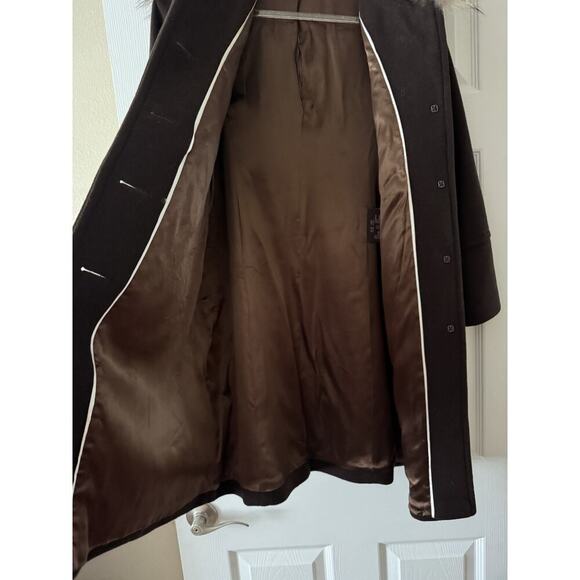 MARC NEW YORK BROWN WOOL COAT WITH FUR HOOD SIZE 2P - Picture 12 of 14